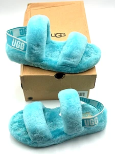 UGG Oh Yeah Slide Size 7 Slipper Shoe Teal Sky Blue w/Box - Picture 1 of 8