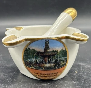 Vintage Miniatur Mörser und Stößel Souvenir Aschenbecher französisches Porzellan Frankreich - Bild 1 von 6