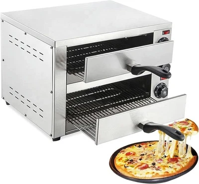 16" kommerzieller elektrischer Pizzaofen | Doppelstock Arbeitsplatte Grill 300 ° C Timer 60 mi - Bild 1 von 4