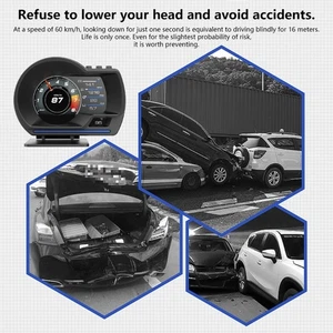 Universal Car Heads Up Display Auto Brightness Adjustment Speed Alert System - Picture 1 of 8