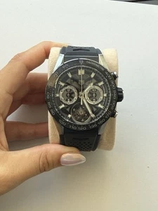 TAG HEUER CARRERA 45MM TOURBILLON SKELETON AUTO CERAMIC STEEL CAR5A8Y MEN'S - WO - Picture 1 of 9