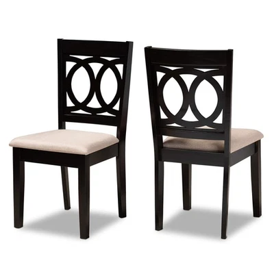 Barret 2-Piece Dining Chair Set - Sand Fabric Upholstered, Espresso Brown Fin... - Image 1 of 4
