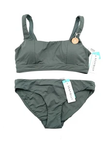 Seafolly Bikini Set Active Talla 36 Cup D Oliveleaf Caqui Tank Bra Hipster - Imagen 1 de 9