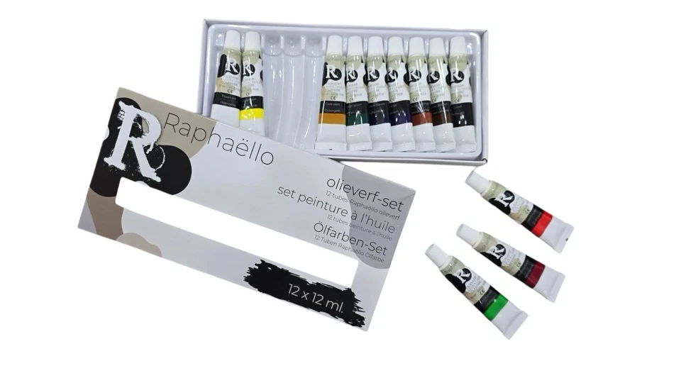Raphaello 12er Set Ölfarbe 12 Tuben mischbare Öl-Farbe Farbset Ölmalerei 12x12ml - Bild 1 von 1