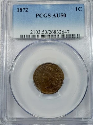 1872 Indian Head Cent Key Date PCGS AU50  - Image 1 of 4
