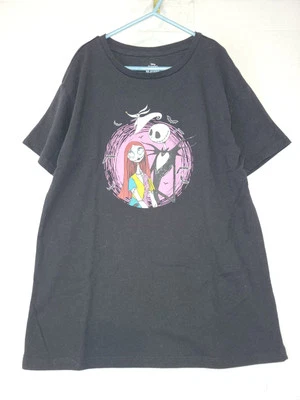 Disney The Nightmare Before Christmas Girls Jack&Sally Graphic Tee, Black Sz XL - Image 1 of 3