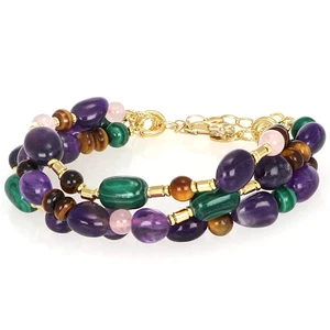 Bracciale 3 fili in argento con ametista malachite Nivy BARP0597 Made in Italy - Picture 1 of 3