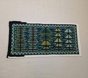 Fine Needlepoint Handmade Finished Geometric Trees Unframed 8"x17" - Picture 1 of 12