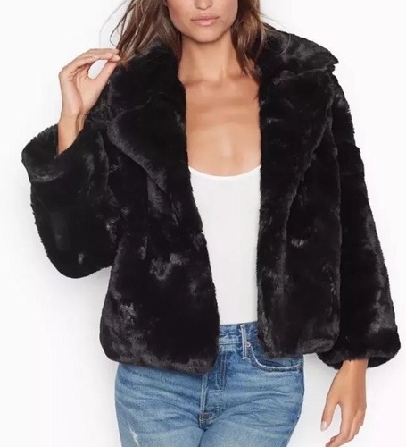 UNDERCOVER Cappotto giacca pelliccia sintetica nero Victoria's Secret invernale nuovo sexy Medium M Khy Kylie