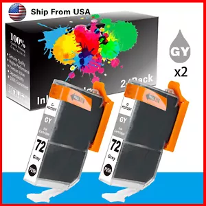 2PK of Gray PGI-72 PGI72 Ink Cartridge PGI72GY PGI 72 for Pixma Pro 10 Printer - Picture 1 of 2