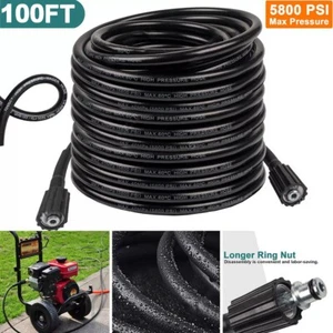 High Pressure Washer Hose 30m/100ft 5800PSI M22-14mm Power Washer Extension Tube - Picture 1 of 18