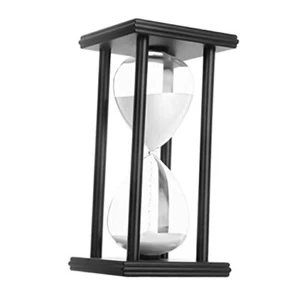 Hourglass Sand Timer,Black Wooden 30/45/60 Minute Sandglass Timer 30 min White - Picture 1 of 8