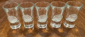 Jose Cuervo 1800 Etched Vintage 3” Shooter Glasses Heavy Bottom Set of 5 - Picture 1 of 5