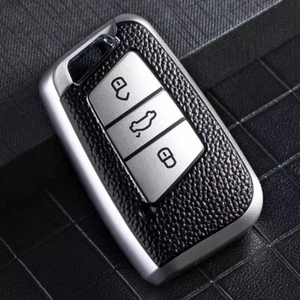 Funda de llave adecuada para VW Passat B8 Arteon Skoda Superb Keyless negro cuero - Imagen 1 de 1