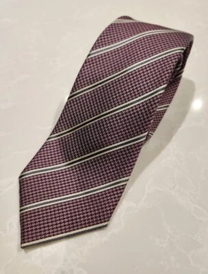 Corbata ERMENEGILDO Z Z Z ZEGNA Malva Negra Mini Pata de Gallo Rayas Cuello Seda Hecha en Italia Foto 1 de 4