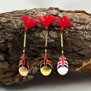 Rublex Ondex Spinner Gr. 4 VMC Drilling #3 mit Puschel 5g Gold Kupfer Silber Rot - Picture 1 of 4