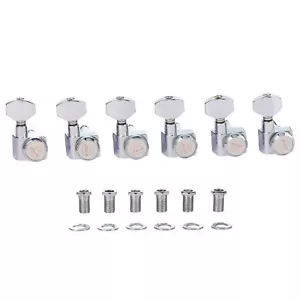 Chrome 6 Inline 2 Pin Locking Tuning Keys Pegs Tuners Fits USA Fender Strat Tele - Picture 1 of 2