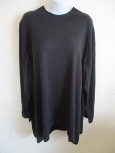 Denim & Co. Mock-Neck Long-Sleeve Hi-Low Hem Sweater 3X Black A458556 - Picture 1 of 5