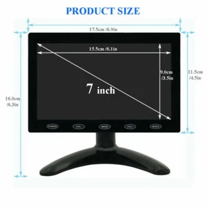 USB Power Monitor 7" CCTV Screen HDMI1 HDMI2 VGA USB SD AV for DSLR Raspberry - Picture 1 of 11