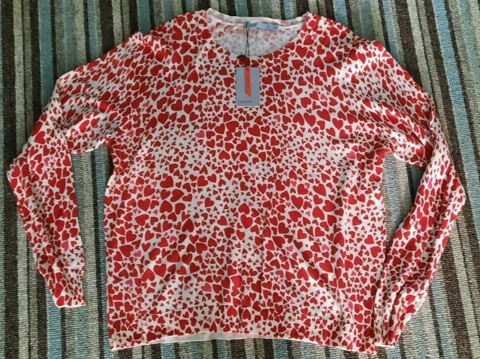 womens ladies red heart jumper oasis size XL 16  long sleeved brand new tags - Image 1 of 1