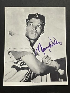 MAURY WILLS ~ 1961 Manny's Baseball Land AUTÉNTICA foto firmada ~ DODGERS - Imagen 1 de 4