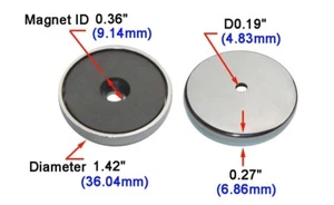 8 pcs of  D1.42" x 0.270" with 0.19" mounting hole. Cup  Base Magnet (RB-40) - Picture 1 of 1