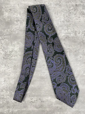 Corbata de cuello vintage años 80 Gianni Versace púrpura cachemira 100 % seda hecha en Italia Foto 1 de 3