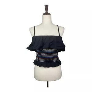 NWT Solid & Striped Women's Black Smock Strapless Linen THE KAIA TOP Medium A92 - Picture 1 of 6