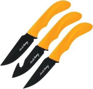 Schrade Uncle Henry Hunting Set Fixed Knife Stainless Blades Orange ABS Handles - Picture 1 of 5