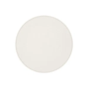 Tapis de Souris Rond Cuir Véritable Blanc - Coutures Artisanales et Antidérapant - Foto 1 di 5