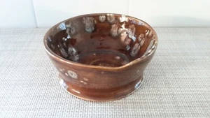 Handmade Glazed Ceramic Brown Dish Bowl 4.5" Diameter Signed EUC - Picture 1 of 9