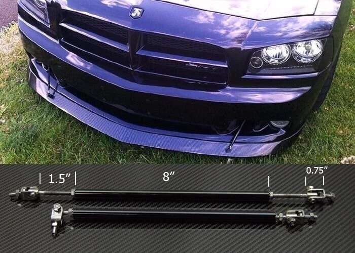 Barra de varilla de amortiguador puntales negra de 8"-11" para alerón difusor de labios de parachoques Audi BMW Foto 1 de 1