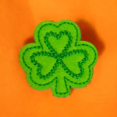 Iron On Patch Shamrock Lucky St Patricks Day Irish Cartoon Decal Embroidery - Image 1 of 2