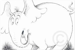 Horton Line Drawing, very Rare Status by Dr. Seuss - Picture 1 of 4