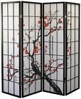 Oriental 4 Panel Room Divider Paravent Plum Blossom Home Decor Privacy Screen