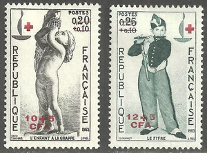 Reunion Red Cross Overprint Semi Postals B18 - B19 Mint NH Complete Famous Art - Picture 1 of 1