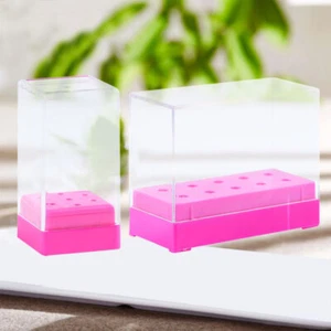 2 Pcs Nail Drill Bit Display Acrylic Cover Tools Nail Bit Holder Box - Picture 1 of 12