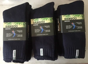 6prs Men Bamboo Fibre Cushion Thick Work Walking Socks Heavy Duty Navy Large - Picture 1 of 4