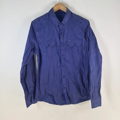 Guess mens button up shirt size M slim fit navy blue long sleeve collar 112837 - Image 1 of 4