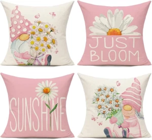 Pink Throw Pillow Covers 16X16 Set of 4 Outdoor Spring Summer Decorative Cushion - Picture 1 of 12