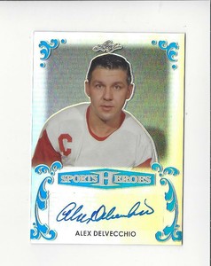 2017 Leaf Sports Heroes Blue Alex Delvecchio AUTOGRAPH Red Wings 6/7