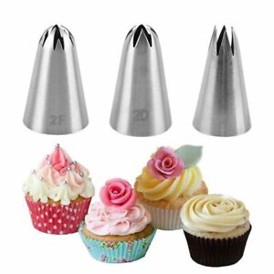1M/2D/F Rose Flower Cream Icing Piping Nozzle Pastry Tips Baking Cake Decor Tool