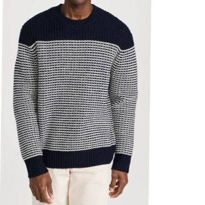 rag & bone Ernie Stripe Crew Sweater men's small 100% wool navy ep - Image 1 of 4