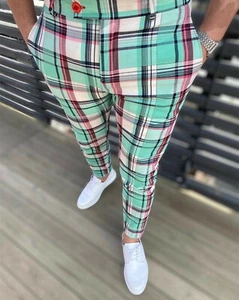 Pantalones de golf para hombre a cuadros, pantalones tartán, pantalones de golf para hombre de alta calidad. - Imagen 1 de 12