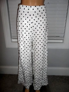 Pretty Zara size M white high waist wide leg black polka dot pants women NWT - Picture 1 of 6