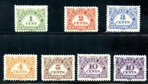 LOT 31092 MINT H OG J1-J7 POSTAGE DUE STAMPS FROM NEWFOUNDLAND CANADA - Picture 1 of 2