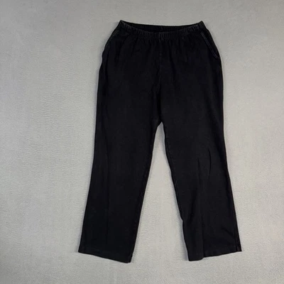 Pantalones Lands End para mujer M/P (10-12) negros deportivos tejidos pierna recta tirar de algodón Foto 1 de 4