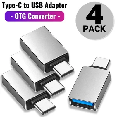 4 Pack USB-C 3.1 Male to USB A Female Adapter Converter OTG Type C Android Phone - Image 1 of 4