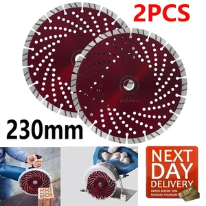 1-2 dischi diamantati da taglio 230 mm dischi diamantati piastrelle/calcestruzzo/pietra 230 x 22,2 mm - Foto 1 di 19