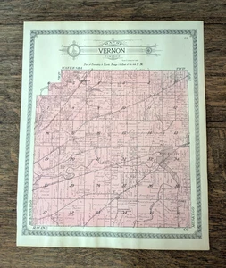 Vintage 1914 Atlas Plat Map ~ Vernon Township Waukesha County Wisconsin #87 - Picture 1 of 9